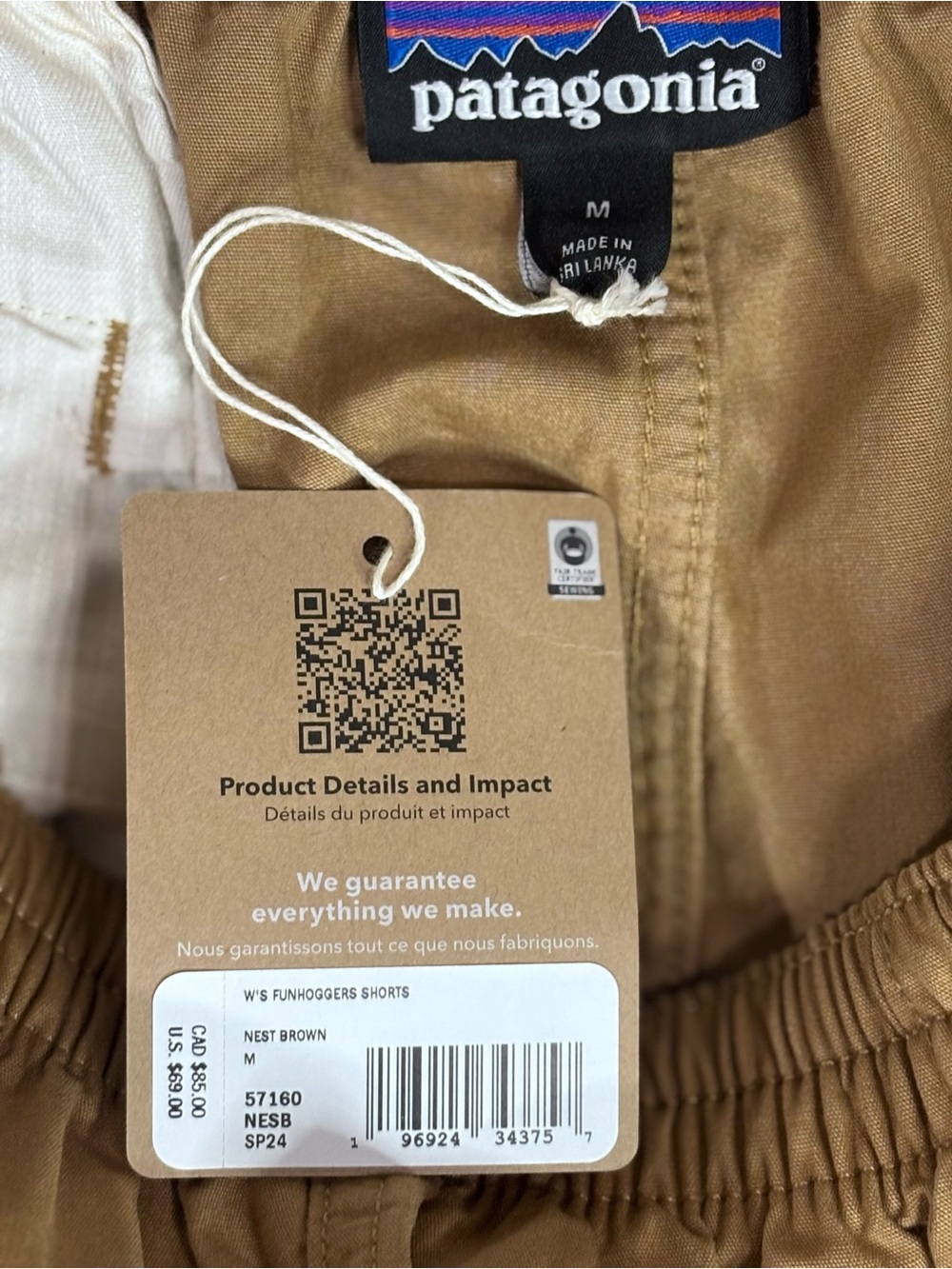 Patagonia Funhoggers Shorts NWT Women’s Medium Nest Brown Organic Cotton - Picture 4 of 6